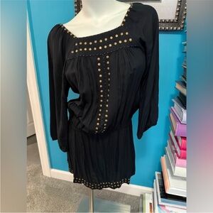 Angie Black Dress with Gold Accents